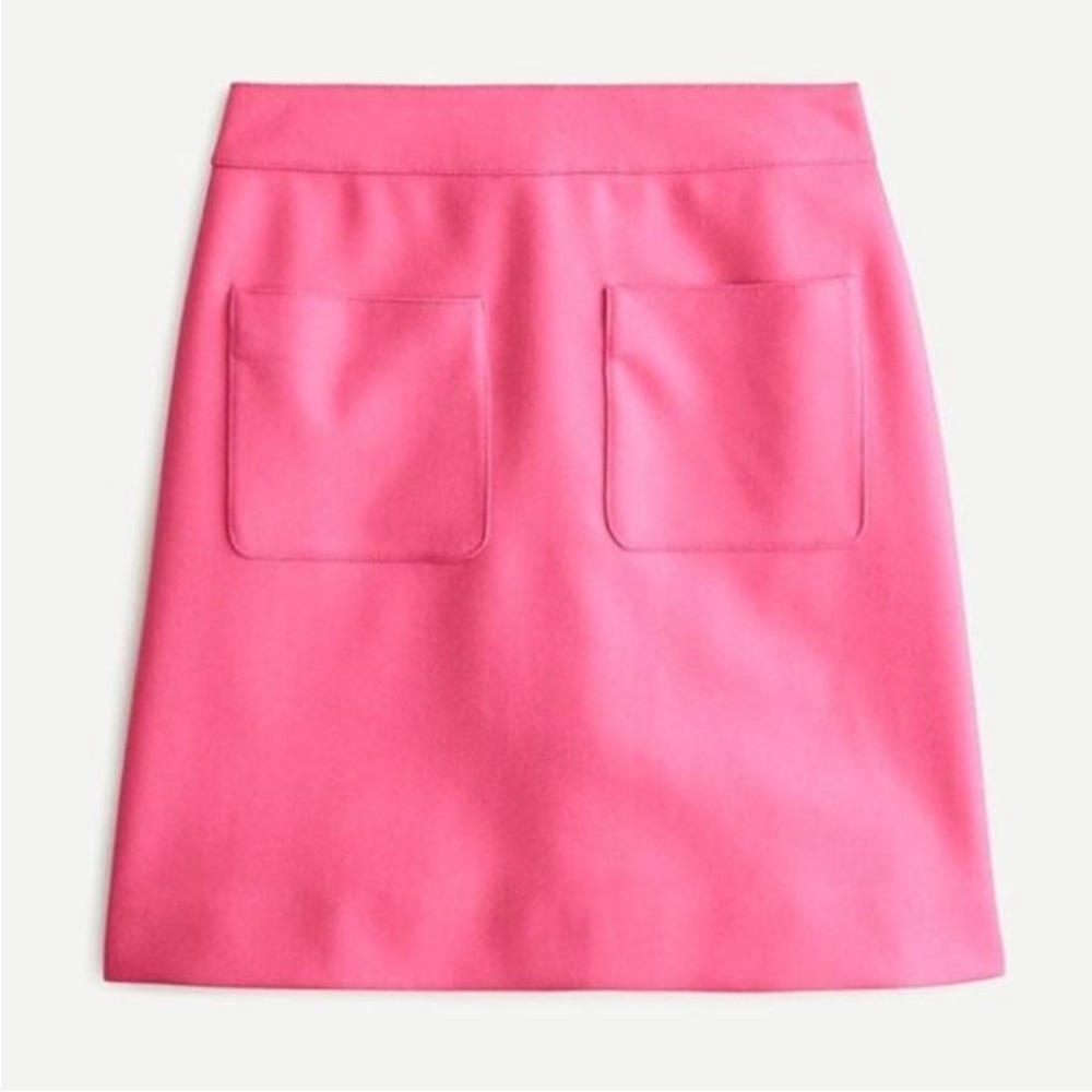 J. Crew Patch pocket mini skirt in double-serge wool - pink, size 4